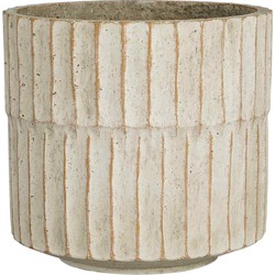 Mica Decorations Bloempot Apiro - 22.5x22.5x21 cm - cement - Gebroken Wit