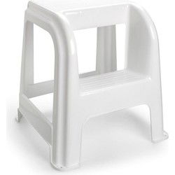 PlasticForte Keuken krukje/opstapje - wit - kunststof - 46 cm - Huishoudkrukjes
