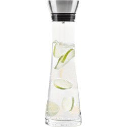 HI Karaf/schenkkan met filter - 1L - glas - RVS - schenktuit - 10x34cm - Schenkkannen