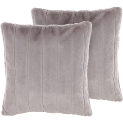 PUMILA  - Sierkussen set van 2 - Lichtgrijs - 45 x 45 cm - Polyester