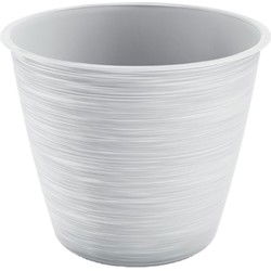 Prosperplast bloempot Paintstripe - kunststof - wit - 20 x 24 cm - Plantenpotten