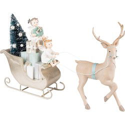 Clayre & Eef Beeld Hert Beige Groen Kunststof
