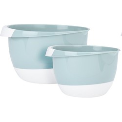 Set van 2x mengkommen/roerkommen kunststof mint groen 2L en 3,5L - Saladeschalen