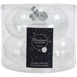 Decoris kerstballen - 8x st - transparant - D7 cm - glas - Kerstbal