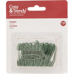 Cosy & Trendy Kerstbalhaakjes - 100x - groen - 4 cm - kerstballen ophangen - kerstversiering - Kerstbalhaakjes