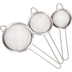 Humbert Keuken vergiet/zeef met steel - set 3x - RVS - 3 formaten - Keukenzeefjes