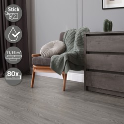 5x Deluxe PVC klevende vinyl vloerbedekking voor 2,3 m² eik grijs 2 mm dik ML-Design
