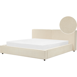 Beliani LINARDS - Tweepersoonsbed-Beige-Corduroy