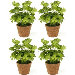 4x Groene kunstplanten klaverzuring planten in pot 25 cm - Kunstplanten