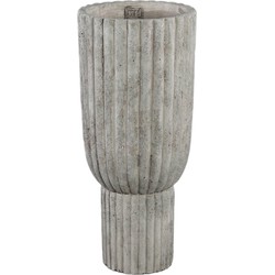 PTMD Cinne Grey cement ribbed pot on base round M