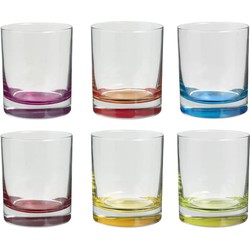 Set van 12x stuks tumbler glazen Colori 300 ml van glas - Drinkglazen