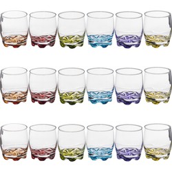 Set van 18x stuks drinkglazen/waterglazen kleurenmix 310 ml - Drinkglazen