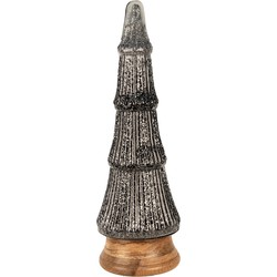 Clayre & Eef Kerstdecoratie Kerstboom Ø 15x44 cm Zilverkleurig Zwart Glas Hout