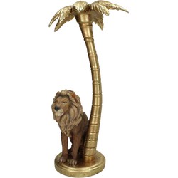 SVJ Kandelaar Kaarsenstandaard Leeuw sculptuur retro goud bruin  - 19 x 16 x 36,5 cm - Kaarsenhouder