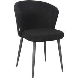LABEL51 Eetkamerstoel Whirl - Zwart - Teddy - Black Frame