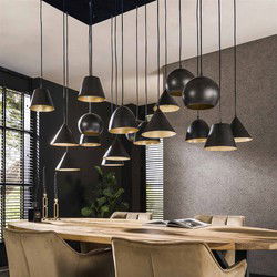 Hanglamp Metaal Zwart - 18 lichts - 145x60x150cm