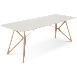 Tink table houten eettafel whitewash - met linoleum tafelblad mushroom - 220 x 90 cm