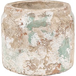 Clayre & Eef Bloempot Ø 11x9 cm Beige Groen Terracotta