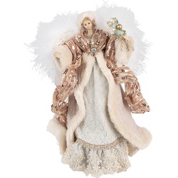 Clayre & Eef Kerstdecoratie Engel 29 cm Beige Roze Kunststof Kerstboomversiering