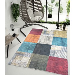 Ninova Vintage Patchwork Multi vloerkleed - Wasbaar - 200 X 290 CM