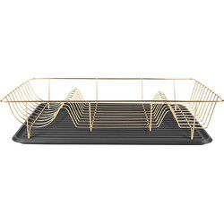 Afdruiprek - Linea Verguld met Mat Zwarte tray - 49x32x9,5cm