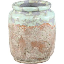 PTMD Bloempot Breffni - 17x17x20 cm - Terracotta - Blauw