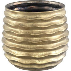 PTMD Lodas Ronde Bloempot - H21,5 x Ø24 cm - Keramiek - Goud