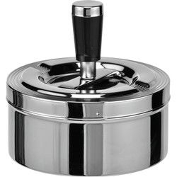 Draaiasbak - 1x - verchroomd - 11 cm - drukasbak - stormasbak - Asbakken