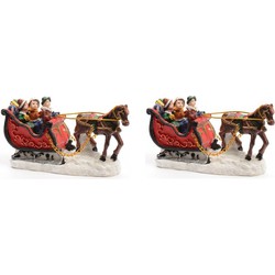 2x stuks kerstdorp maken kerstbeelden slee met paard 12 cm - Kerstdorpen
