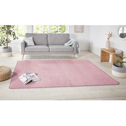 Laagpolig Effen Uni Vloerkleed - Nasty - Lichtroze - 140x200 cm