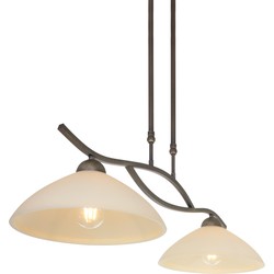 Sierlijke klassieke tweelichts hanglamp Steinhauer Capri Brons