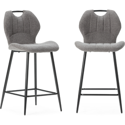 Set van 2 krukken in stof met zwarte metalen poten H65 cm - MULI