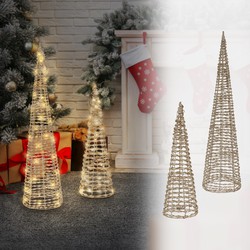 LED Lichtkegel Kerstdecoratie 40 cm Goud van Metaal met Warm Witte LEDs