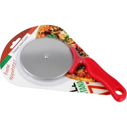 Pizzaroller/pizza snijder rood 21 cm - Pizzasnijders
