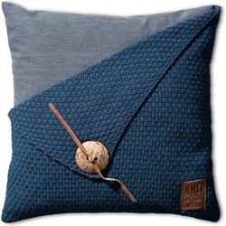 Knit Factory Barley Sierkussen - Jeans - 50x50 cm - Inclusief kussenvulling