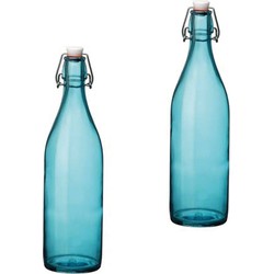 Set van 2 stuks turquoise weckflessen met beugeldop - Drinkflessen