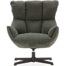 Fauteuil in gewatteerde stof met zwarte metalen poten H89 cm - ODETTE