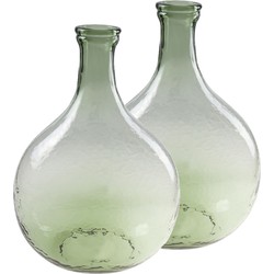 2x stuks flesvazen glas groen 27 x 40 cm - Vazen