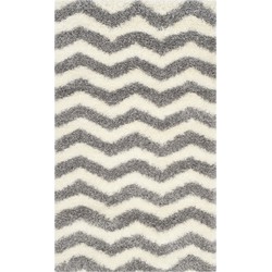Safavieh Shaggy Indoor Woven Area Rug, Montreal Shag Collection, SGM846, in Ivory & Grey, 91 X 152 cm