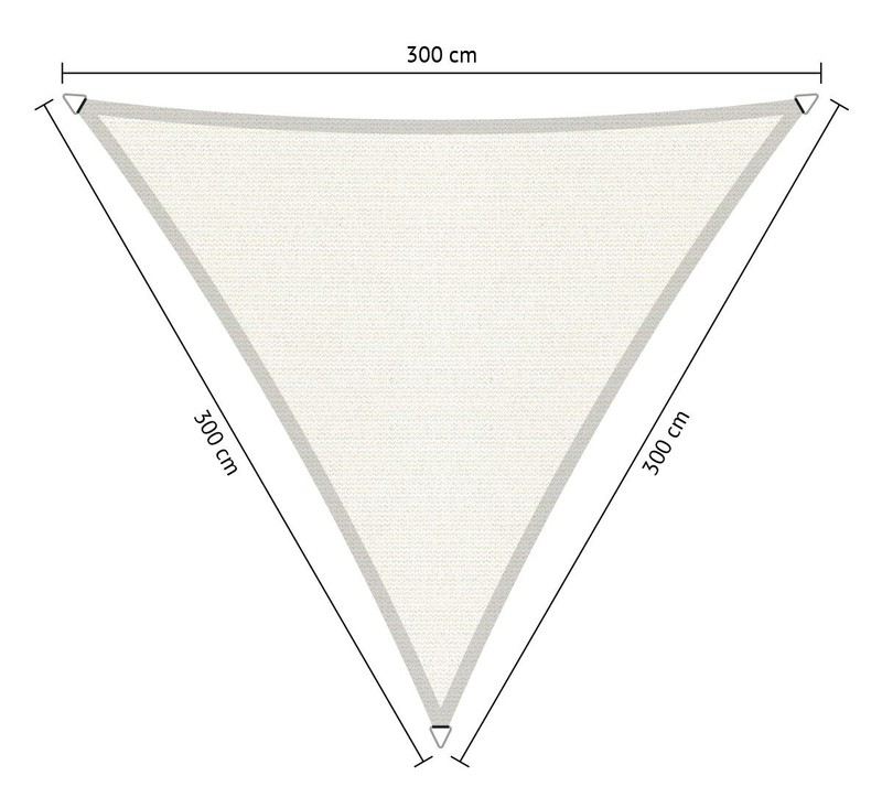 Compleet pakket: Shadow Comfort driehoek 3x3x3m Arctic White met RVS Bevestigingsset en Buitendoekreiniger - 
