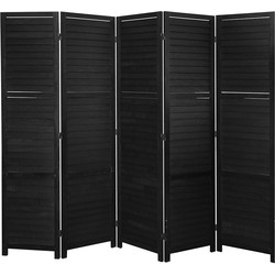 LW Collection LW Collection Kamerscherm 5 panelen hout zwart 170X200CM - paravent - scheidingswand