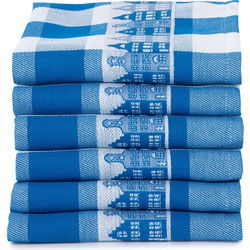 Twentse Damast Theedoekenset - 6 stuks - Huizen Blauw