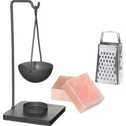 Ideas4seasons Amberblokjes/geurblokjes cadeauset - roos - inclusief geurbrander en mini rasp - Geurbranders