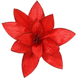 Poinsettia pesfluweel d30h15 cm rood