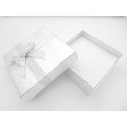 Sieradendoosje met strik - 2x - zilver - 9 x 9 cm - cadeau doosjes - Sieradendozen