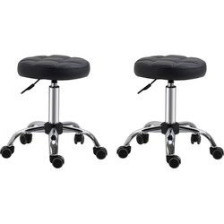 2 stuks Ergonomische Rolkruk Hoogte Verstelbaar 51-67cm - Zwart