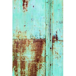 ESTAhome fotobehang metaal-look turquoise en bruin - 186 cm x 2,79 m - 158207