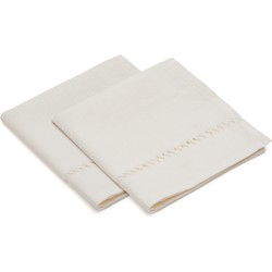 Kave Home - Set Sempa van 2 witte servetten van linnen en katoen met opengewerkt detail