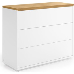 Kave Home - Abilen eikenfineer en wit gelakte 3 lades ladekast 90 x 75 cm FSC 100%