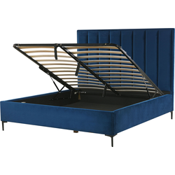 SEZANNE  - Bed met opbergruimte - Marineblauw - 160 x 200 cm - Fluweel